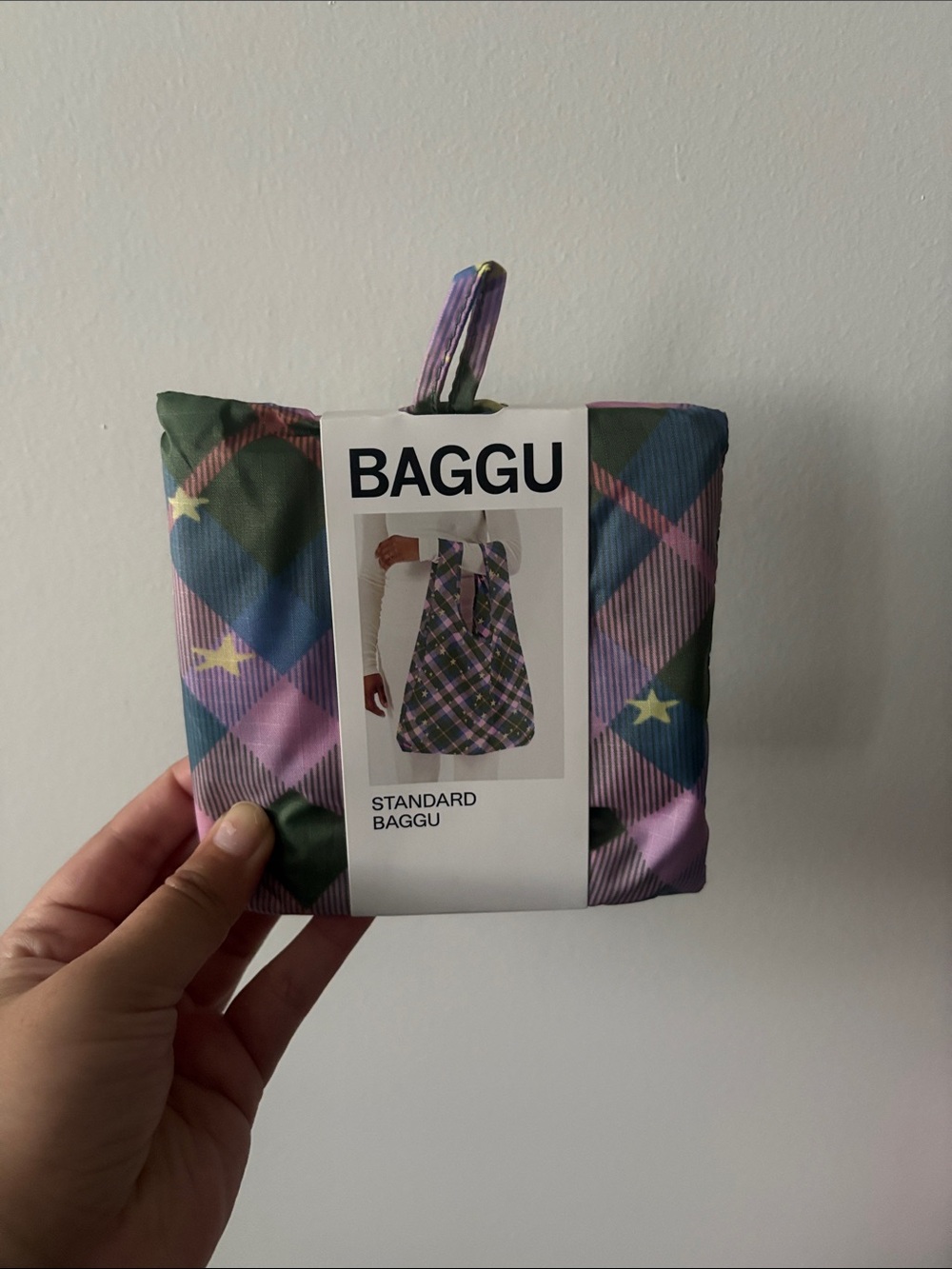 BNWT baggu star plaid medium reusable